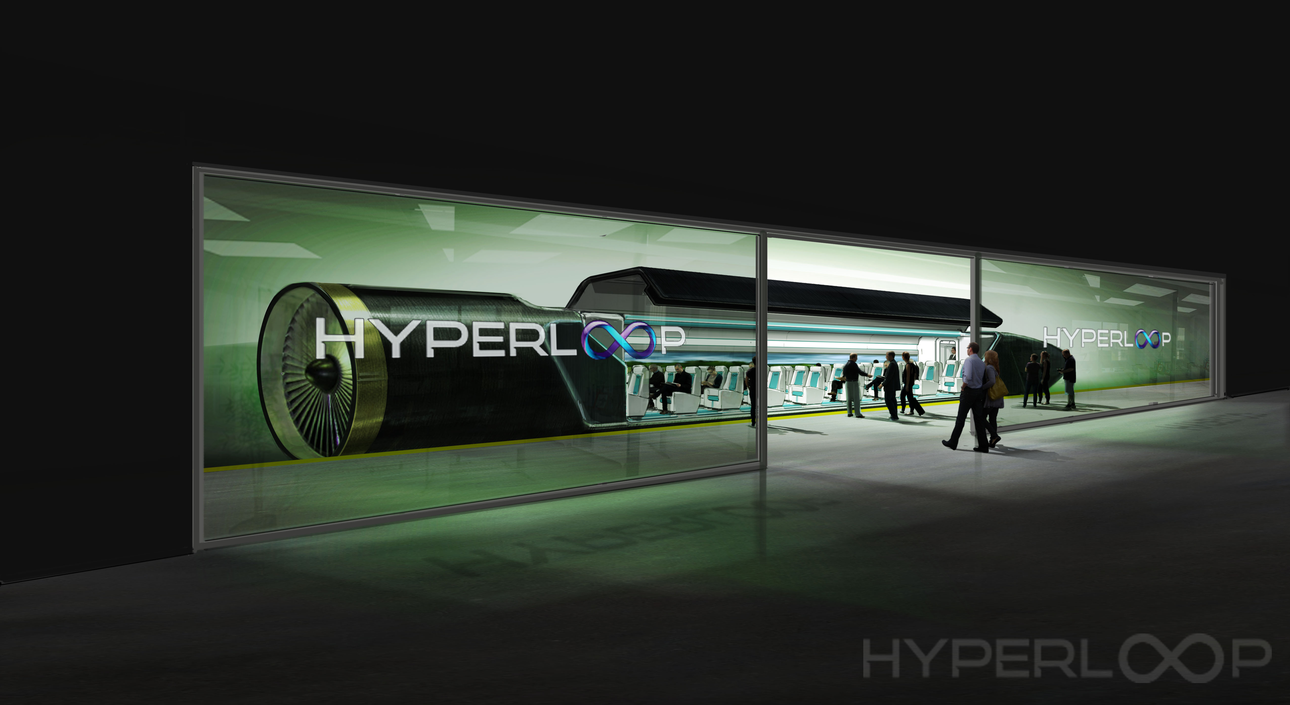 Hyperloop Station with Passengers Boarding