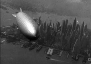 The Hindenburg over Manhattan, New York, May 6 1937. It crashed hours later in New Jersey.