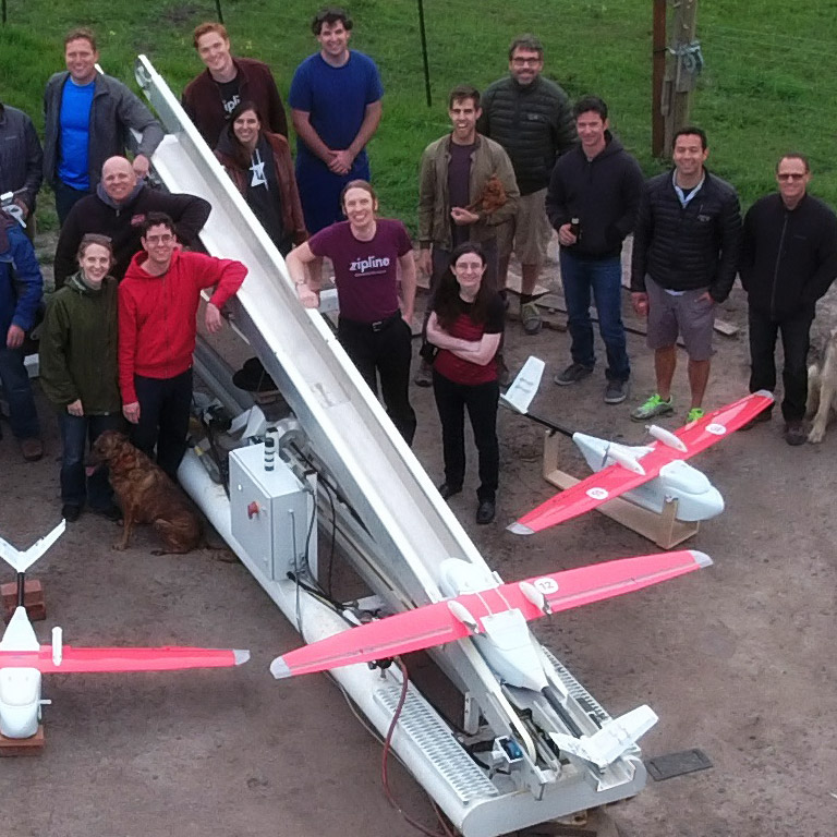 Zipline drones and launcher. (courtesy of Zipline)