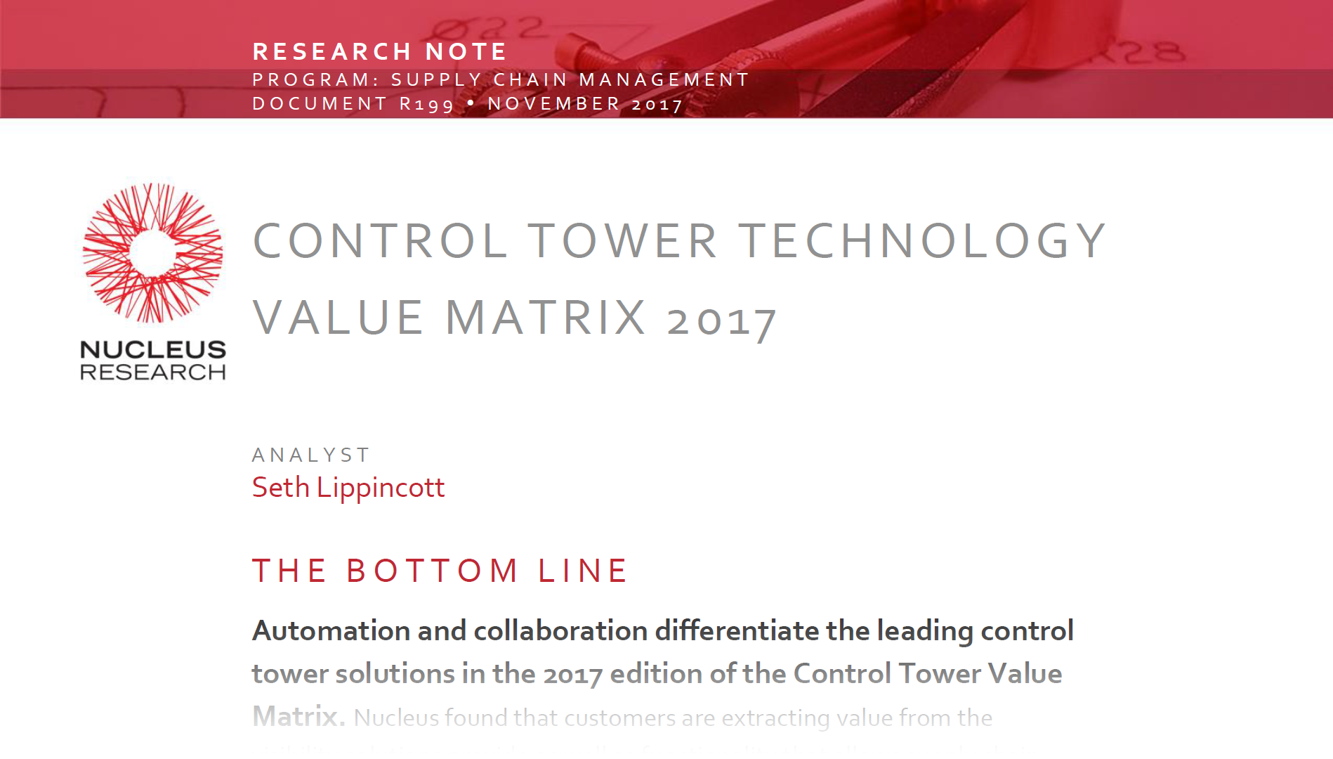 A Review of Control Tower Solutions