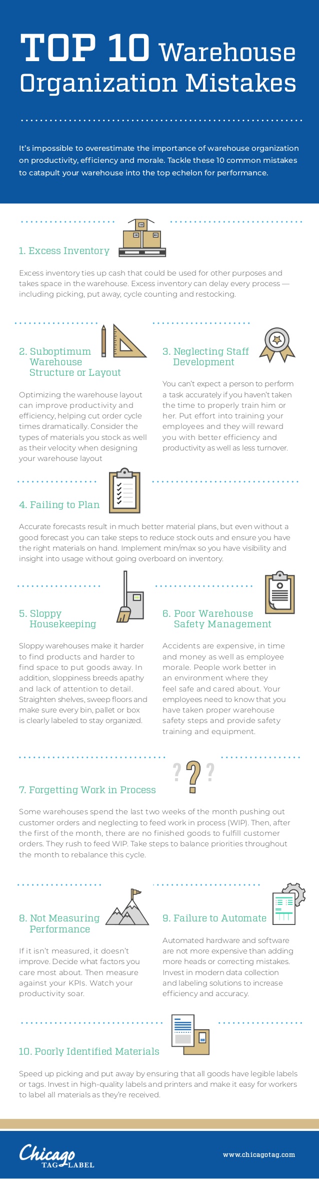 Top 10 Warehouse Mistakes - courtesy of Chicago Tag Label